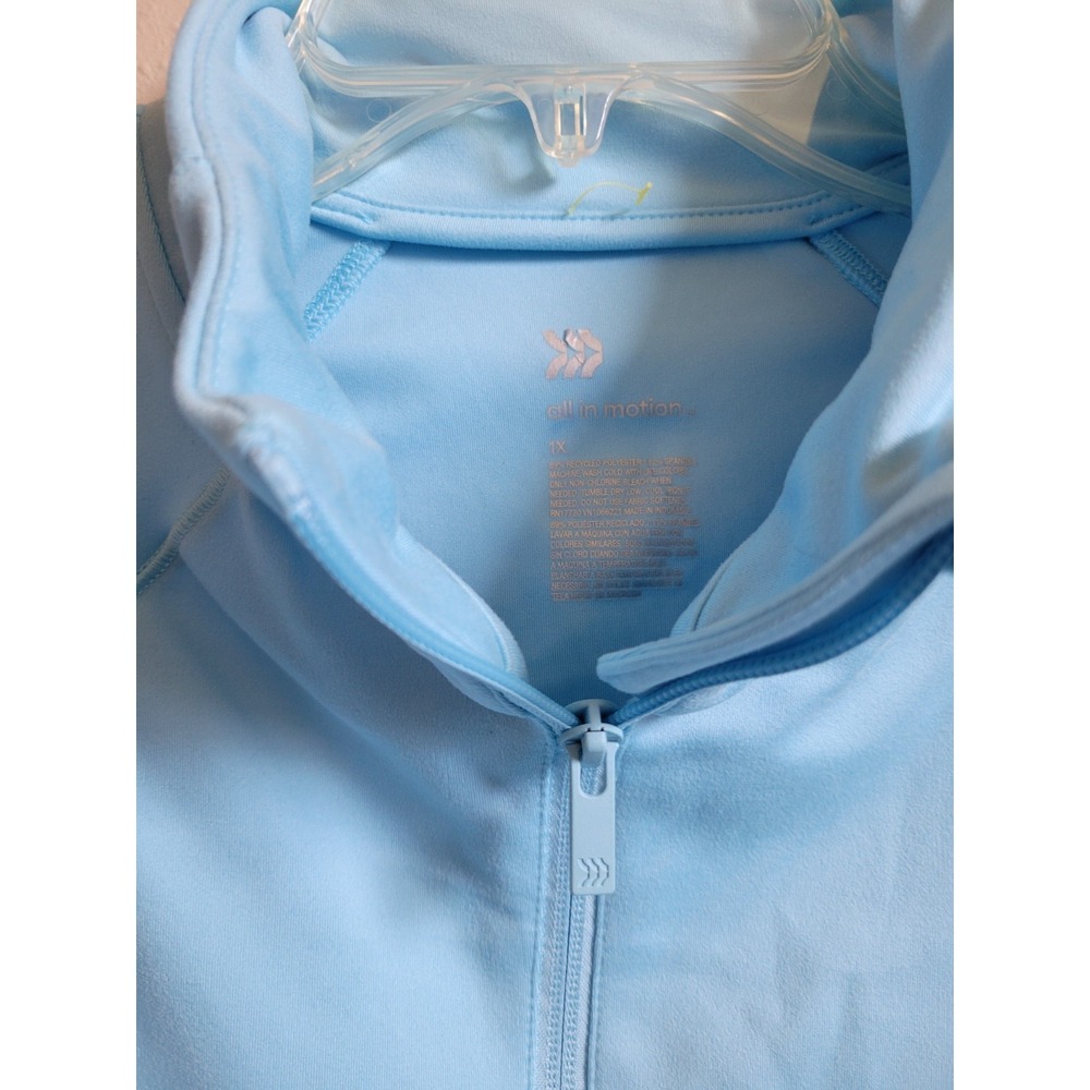 All in Motion Full Zip Jacket Athletic Running Thumb Holes Light Blue Size XL - Picture 2 of 11
